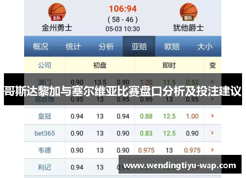 哥斯达黎加与塞尔维亚比赛盘口分析及投注建议